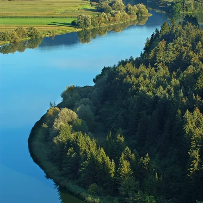 The Drava River embraced by forests and unspoilt nature