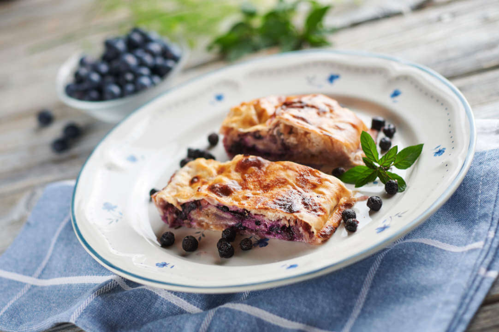 Homemade blueberry strudel