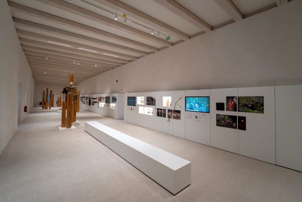 Interior of the manor with an arranged exhibition space.