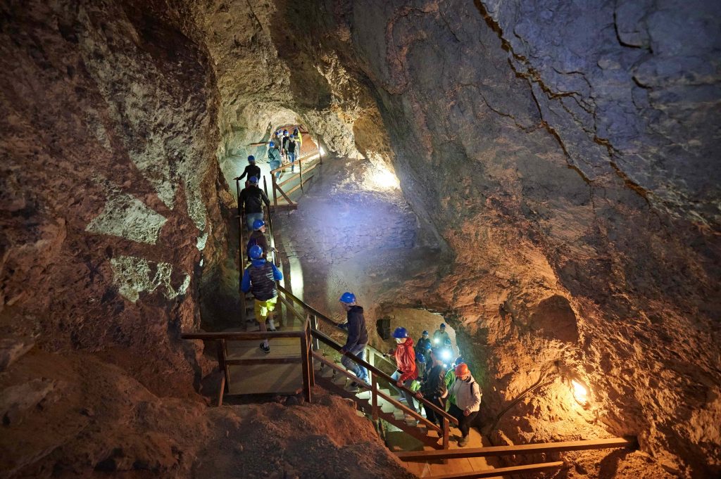 After the experience, visitors leave the former mine tunnels and return to the surface.