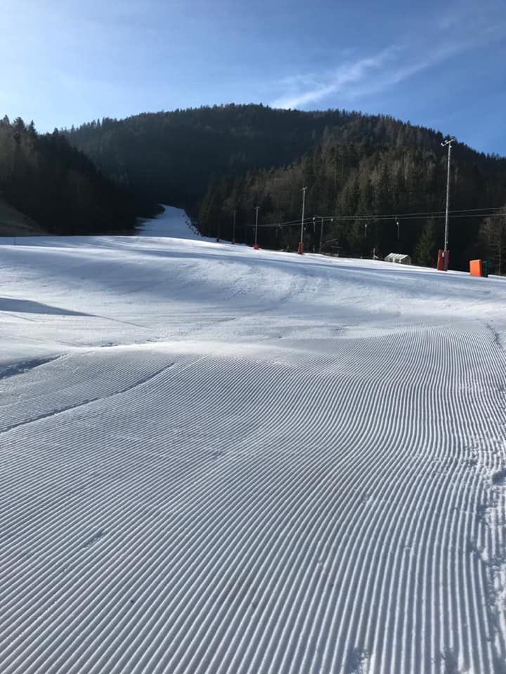 A prepared slope for skiing.