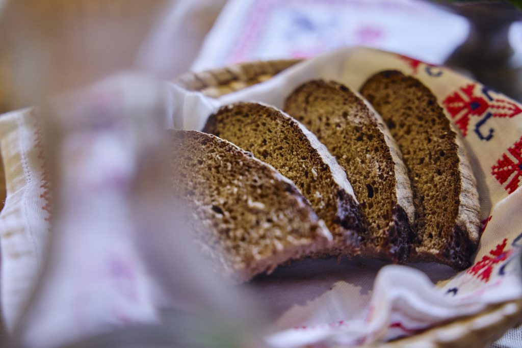 Slices of homemade Koroška rye bread.