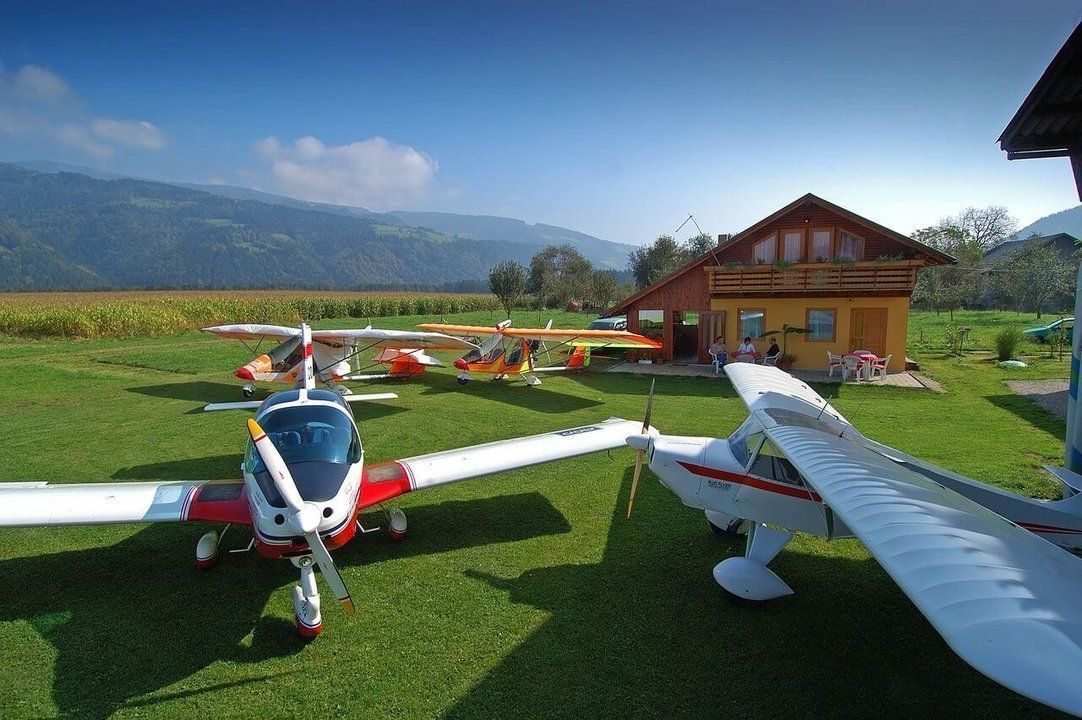 Aviofun aircraft on the grass airstrip, ready for new experiences in the air.
